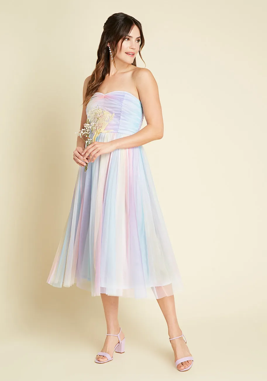 A Lovely Mesh Strapless Dress sold by Modcloth