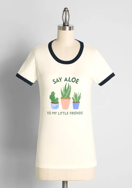 Say 'Aloe' To My Little Friends Graphic Ringer Tee made by Modcloth