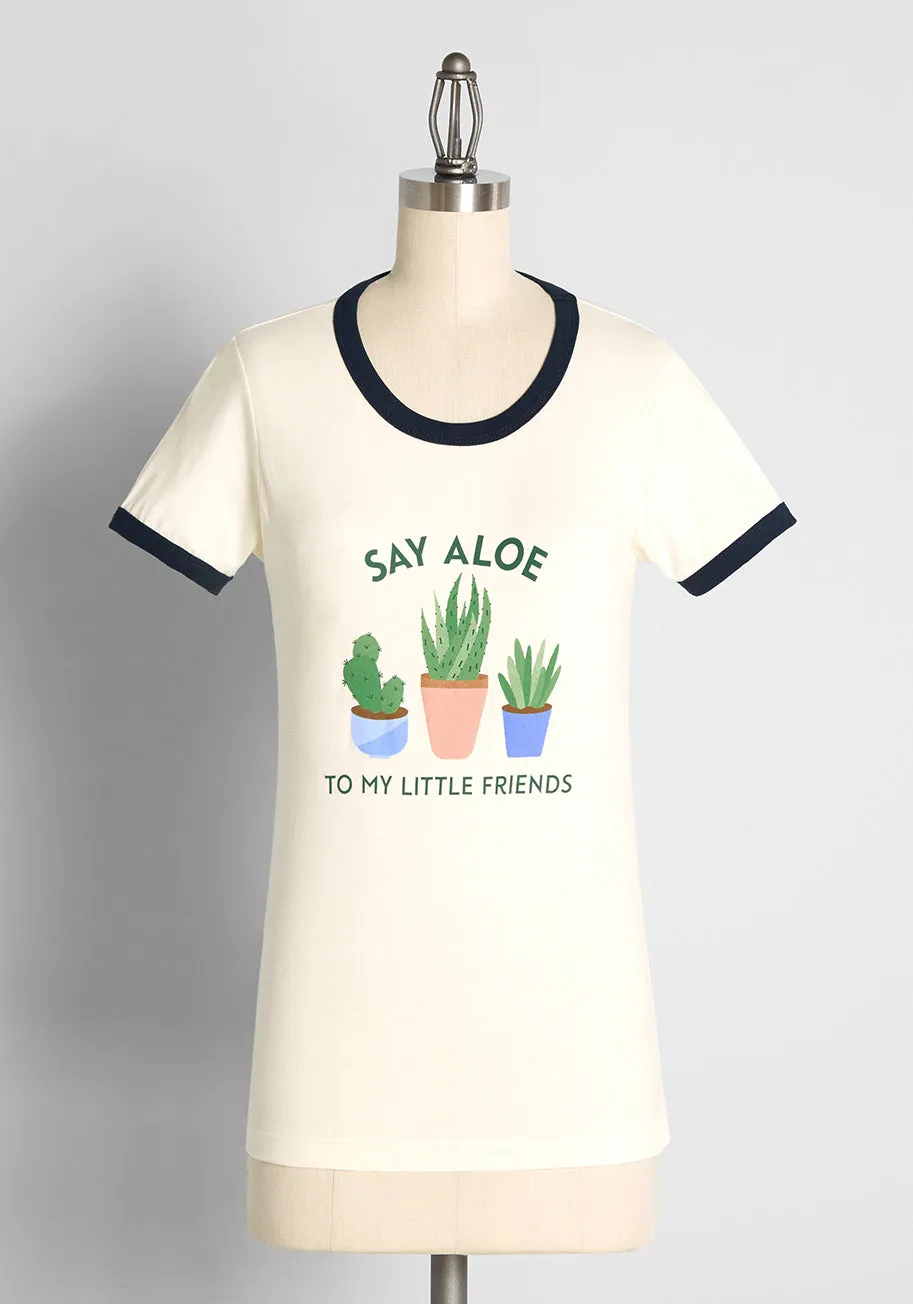 Say 'Aloe' To My Little Friends Graphic Ringer Tee sold by Modcloth