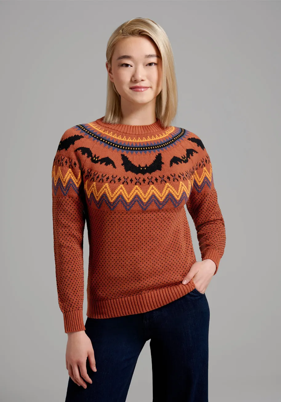 It Be Like 'Bat' Fair Isle Sweater sold by Modcloth