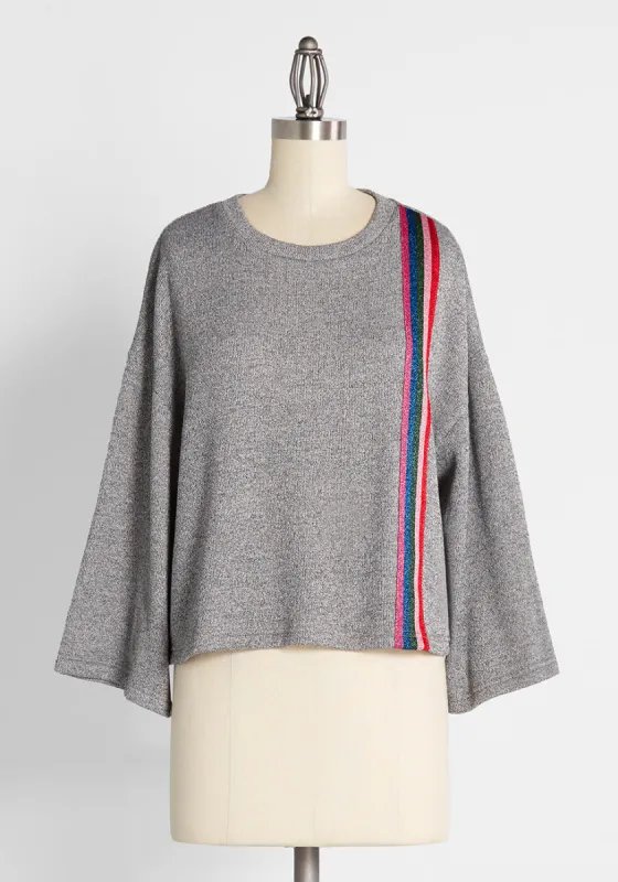 Racing in Rainbow Stripes Knit Top sold by Modcloth