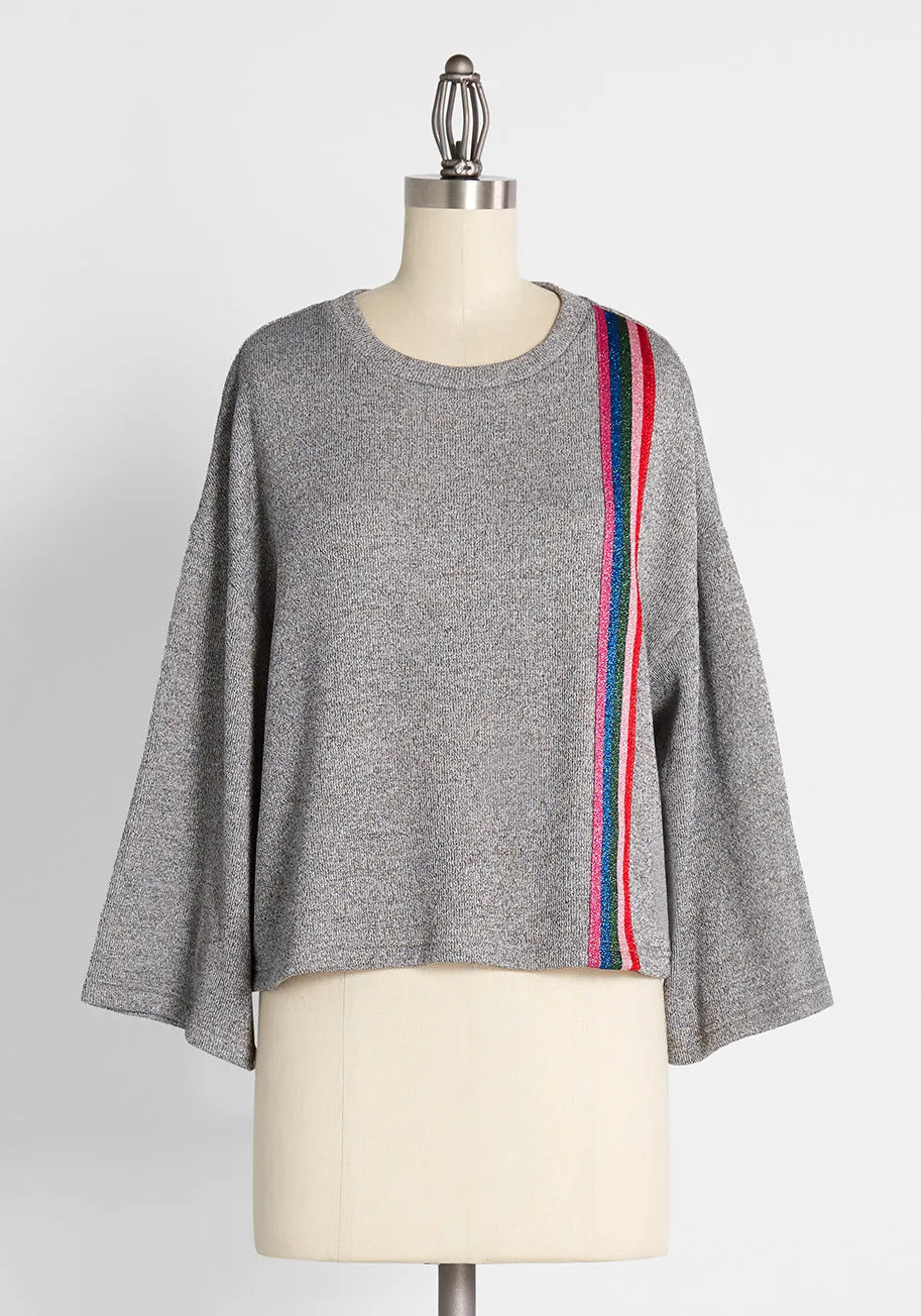 Racing in Rainbow Stripes Knit Top sold by Modcloth