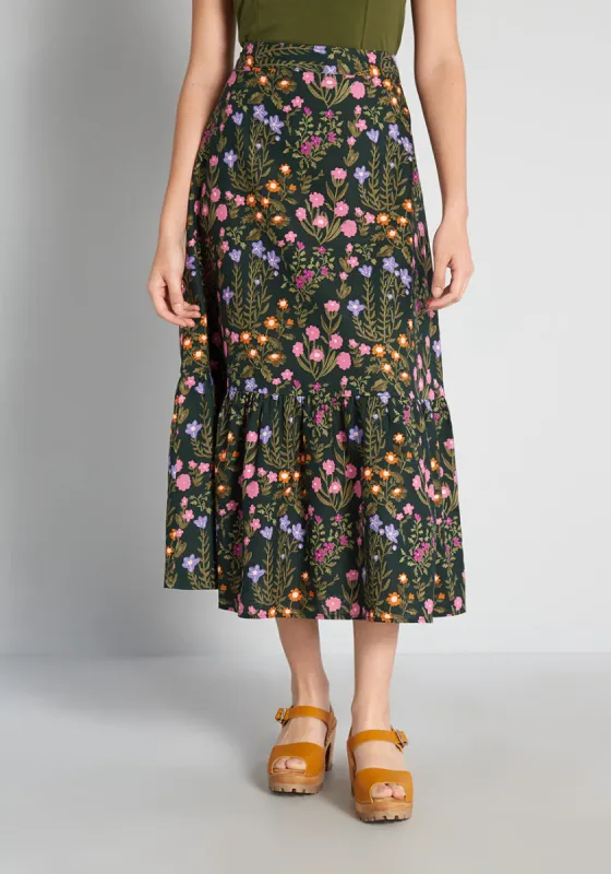 Spring is Here to Stay Tiered Midi Skirt sold by Modcloth