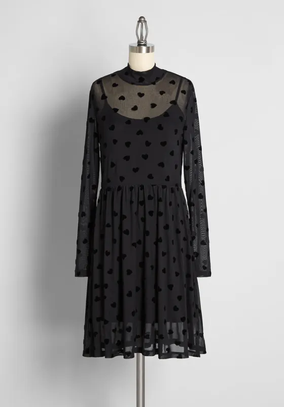 Falling For My Dark Heart Mesh Dress sold by Modcloth