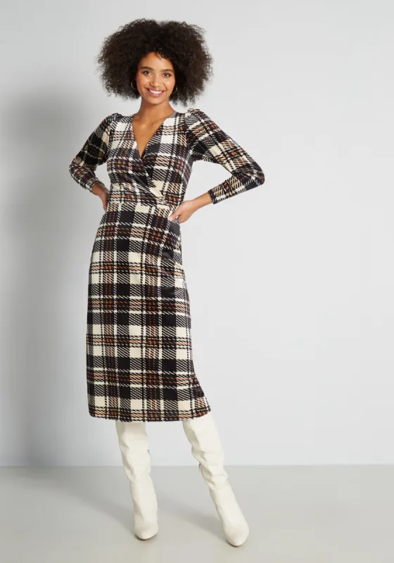 A Plaid Habit Midi Dress sold by Modcloth