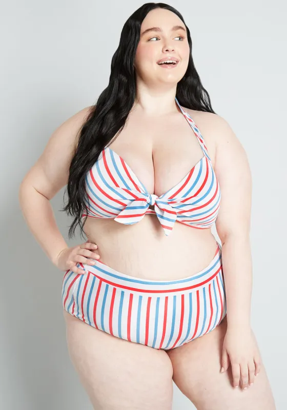 Modcloth x Barbie The Americana Dream High Waist Bikini Bottom sold by Modcloth