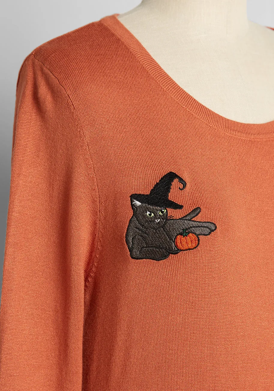 ModCloth x Collectif Practicing Witch Cat Sweater sold by Modcloth product image thumbnail 3