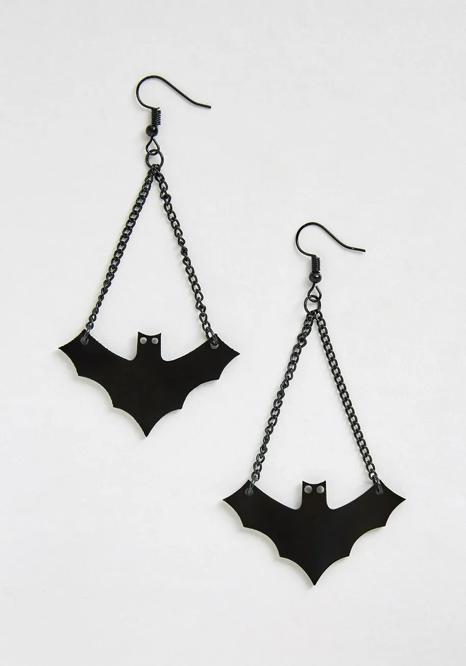 Beware Of Bats Dangle Earrings sold by Modcloth