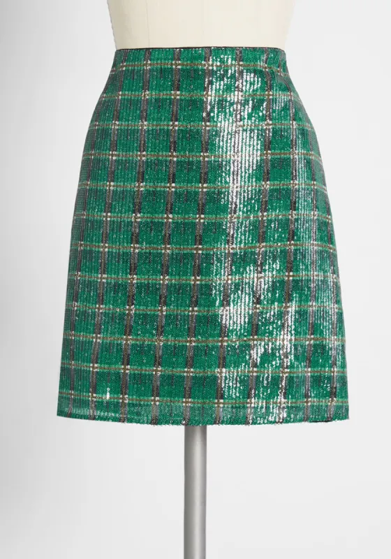 A Glitter Wrapped Present Mini Skirt sold by Modcloth