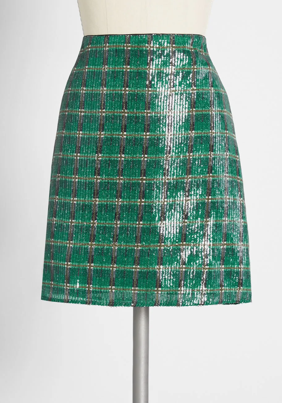 A Glitter Wrapped Present Mini Skirt sold by Modcloth