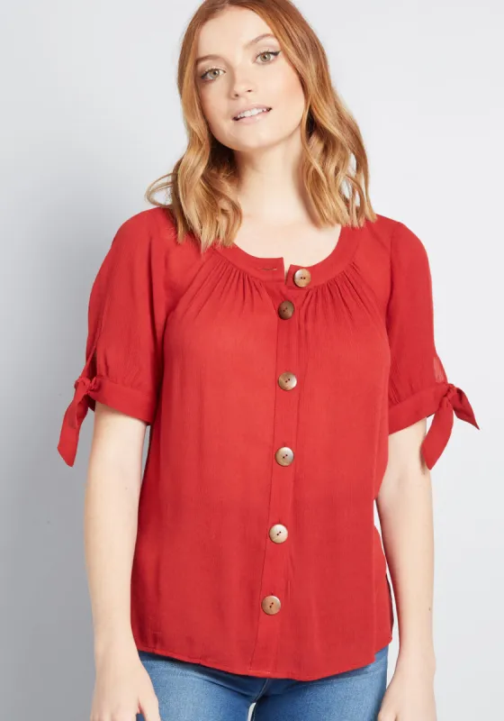 Flowy Moment Buttoned Blouse sold by Modcloth