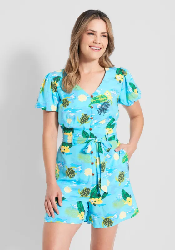 Modcloth X Collectif Sea Turtle Wave Romper sold by Modcloth