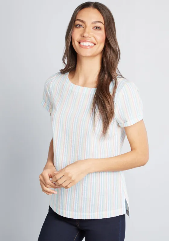 Delightful Demeanor Short Sleeve Blouse sold by Modcloth