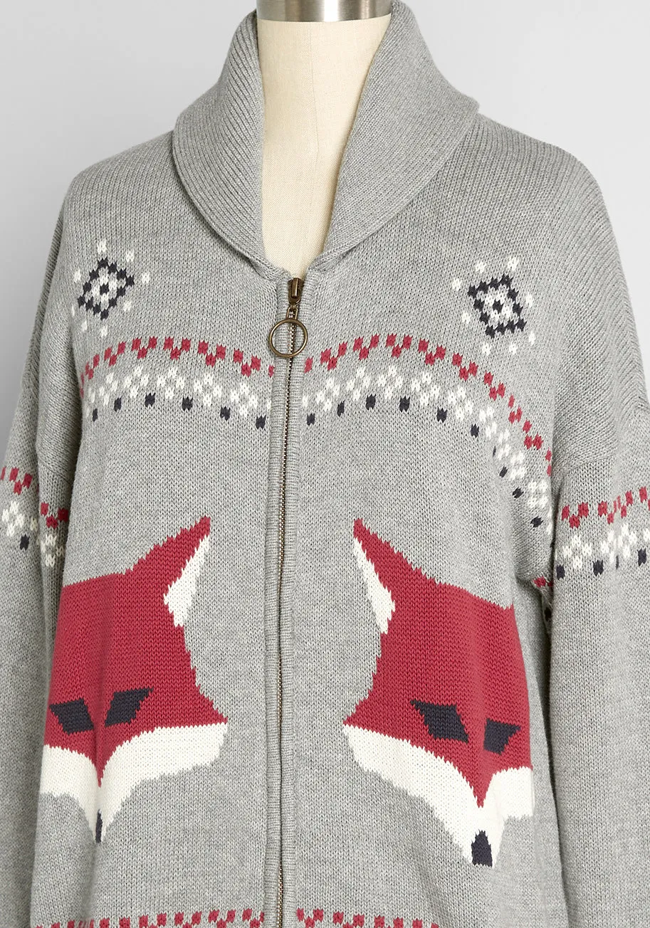 No Fox Given Fair Isle Zip-Up Sweater sold by Modcloth product image thumbnail 3