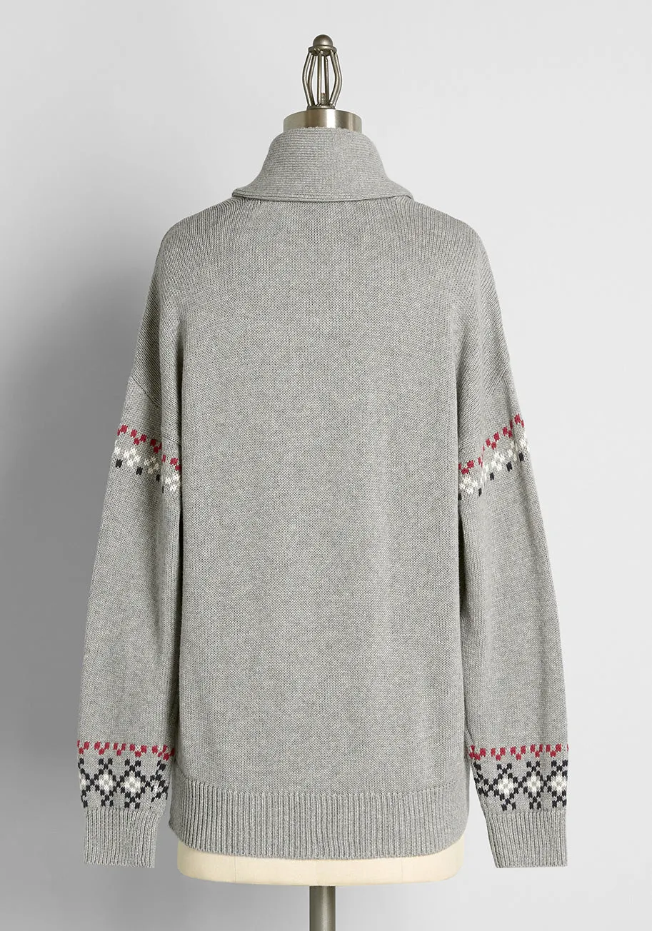 No Fox Given Fair Isle Zip-Up Sweater sold by Modcloth product image thumbnail 2