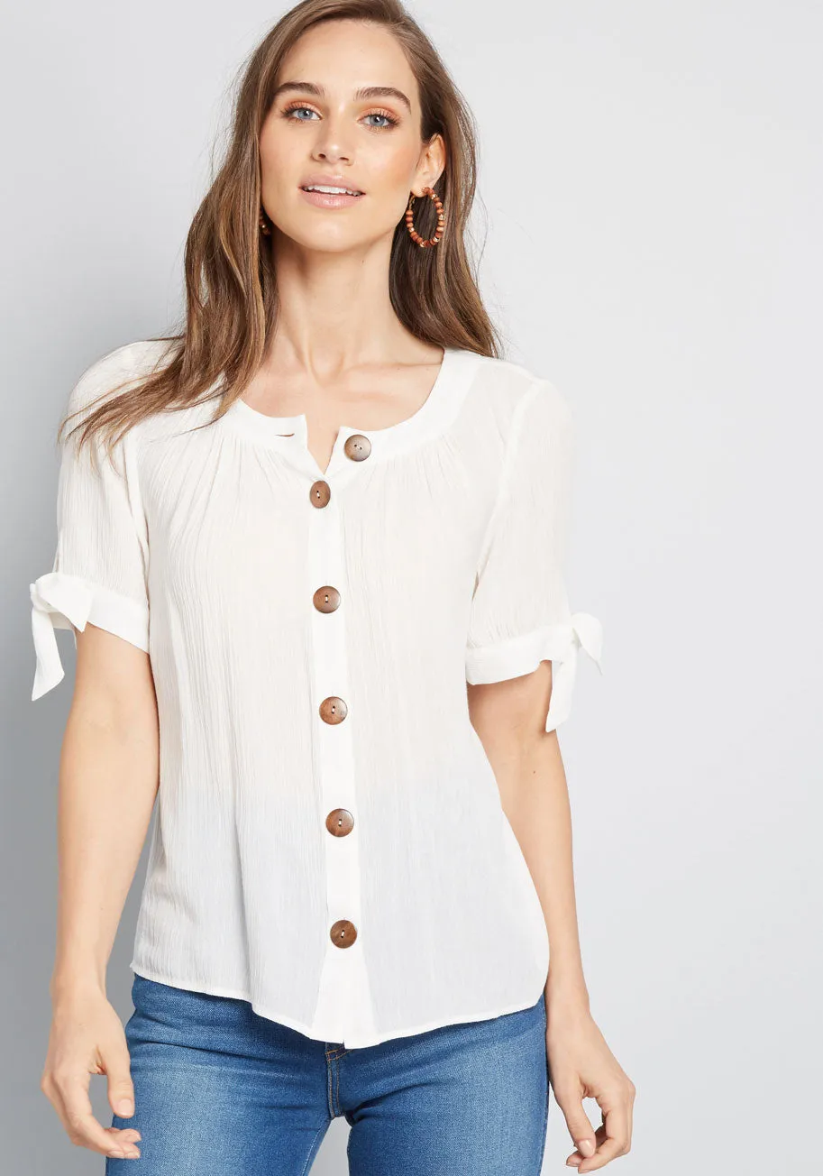 Flowy Moment Buttoned Blouse sold by Modcloth