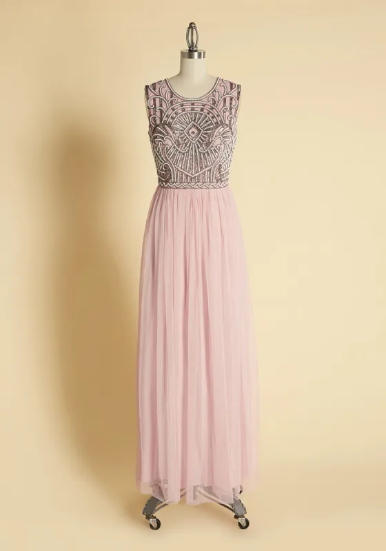 Great Gats-Bead Tulle Maxi Dress sold by Modcloth
