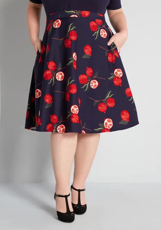 Modcloth X Collectif Peaceful Pomegranate Swing Skirt sold by Modcloth