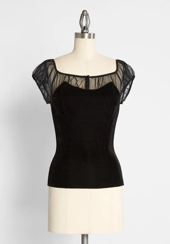 ModCloth x Collectif Vamped Up Velvet Vixen Top sold by Modcloth