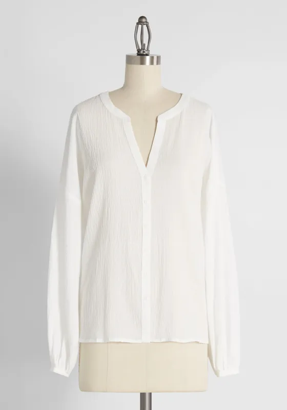 Sleeve It Up to You Cotton Blouse sold by Modcloth