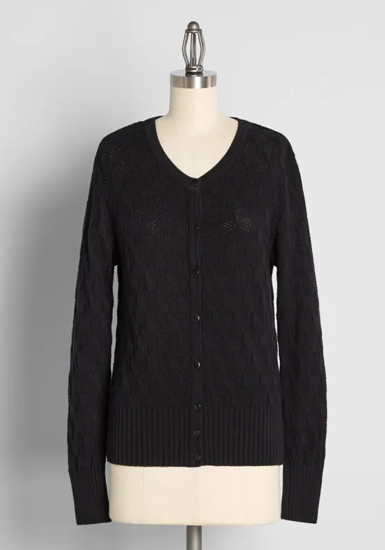 Geometrically Speaking Knit Cardigan sold by Modcloth