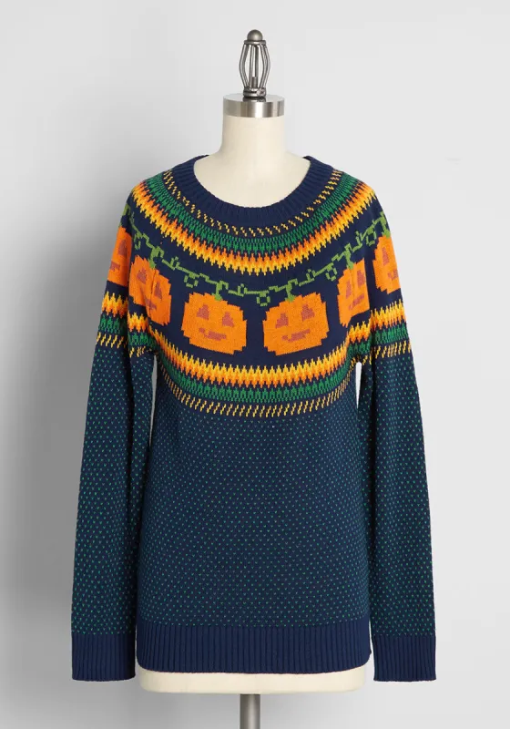 Give 'Em Pumpkin To Talk About Fair Isle Sweater sold by Modcloth