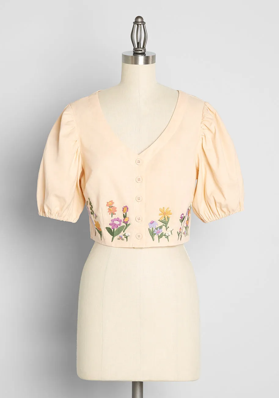 Surrounded By Spring Cropped Blouse sold by Modcloth