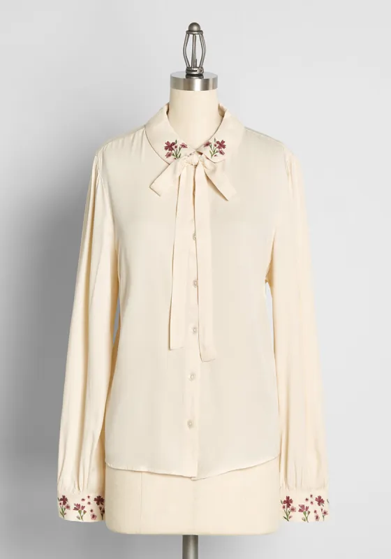 Among the Wildflowers Tie-Neck Blouse sold by Modcloth