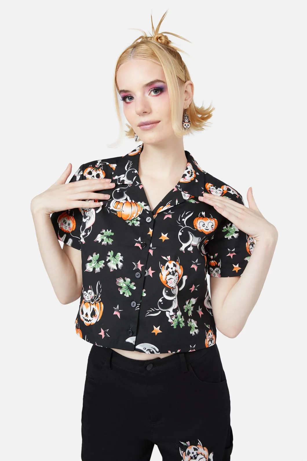 Pumpkin Patch Kitty Blouse sold by Modcloth