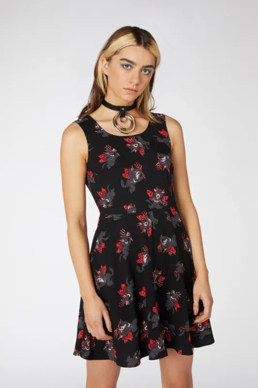 Devil Viscose Skater Dress sold by Modcloth