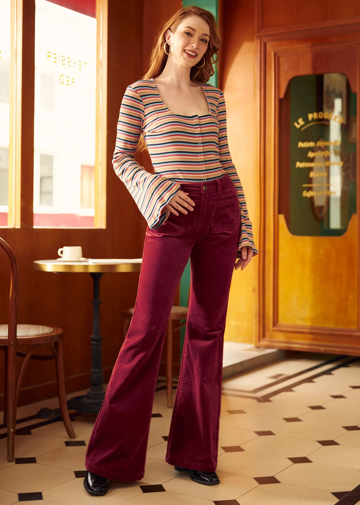 All Aboard For Corduroy Flare-Leg Pants sold by Modcloth product image thumbnail 2