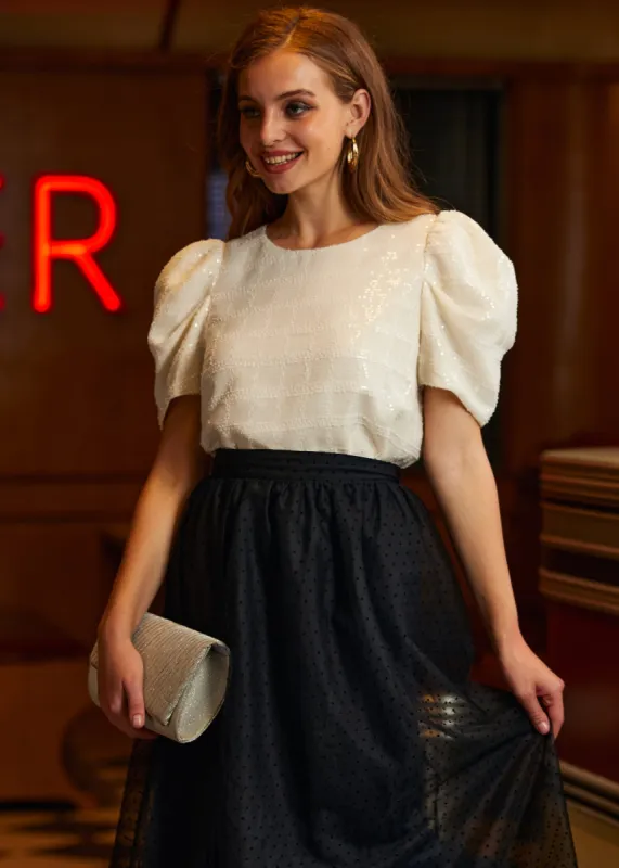 Festive Frolic Bubble Sleeve Crew sold by Modcloth