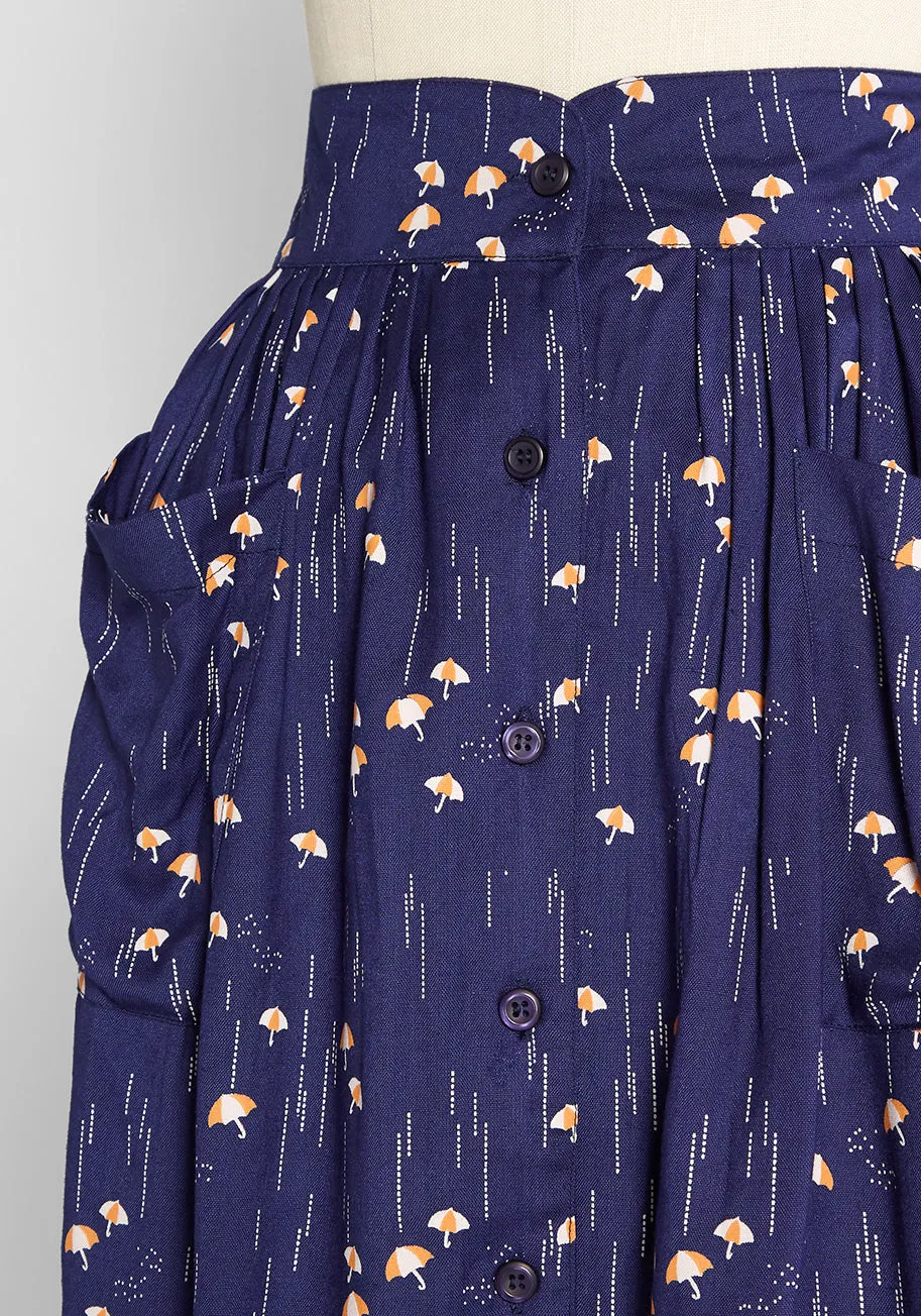 Rambunctious Raindrops Button-Up Skirt sold by Modcloth product image thumbnail 3