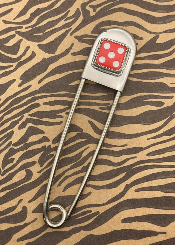 Dice Jumbo Safety Pin Keychain sold by Modcloth