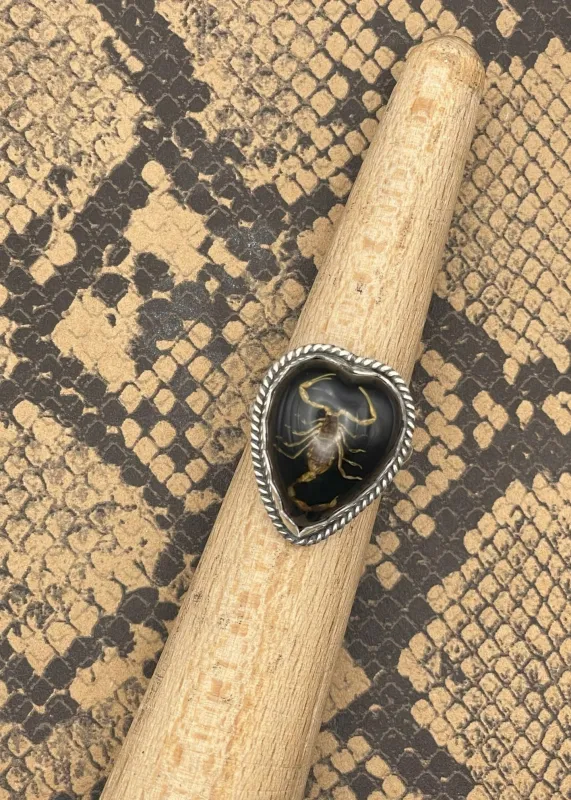 Sterling Silver Scorpion Heart Ring sold by Modcloth