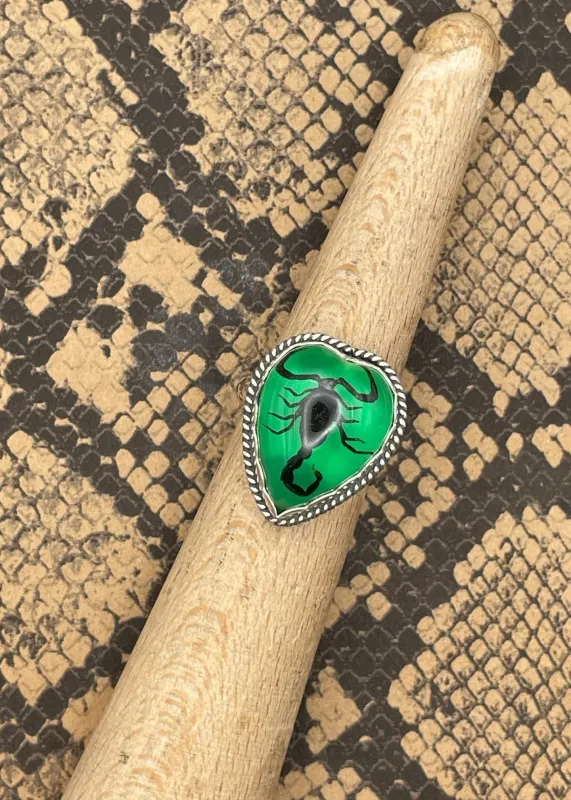 Sterling Silver Scorpion Heart Ring sold by Modcloth