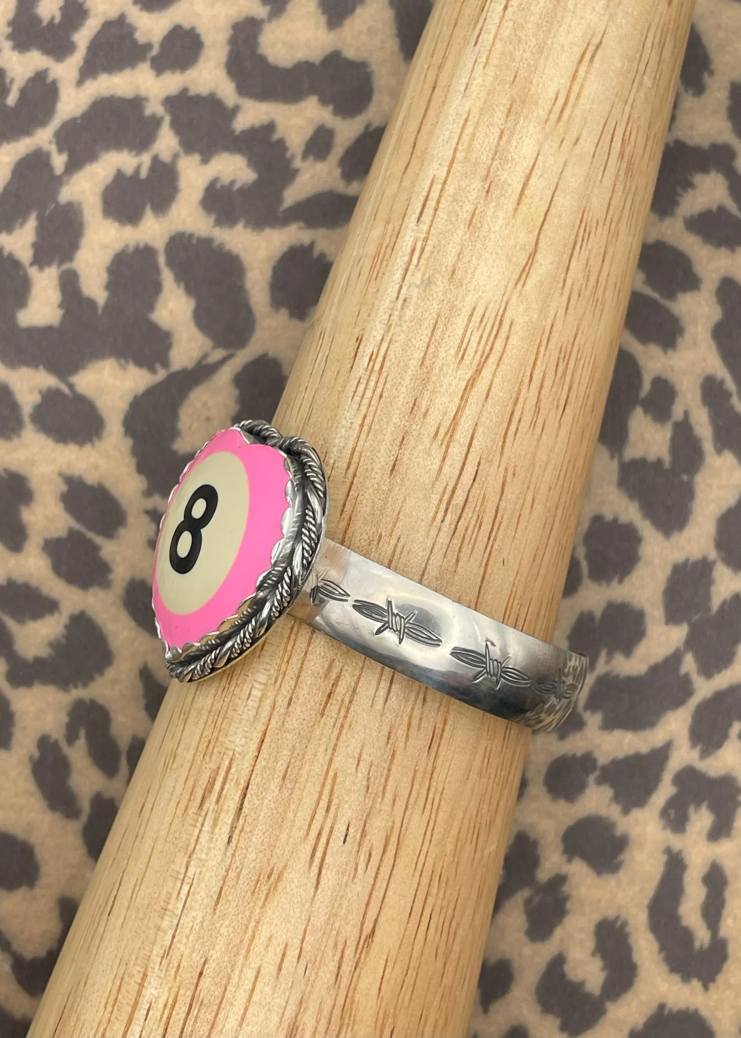 Billiard 8-Ball Pink Heart Cuff Bracelet sold by Modcloth product image thumbnail 3