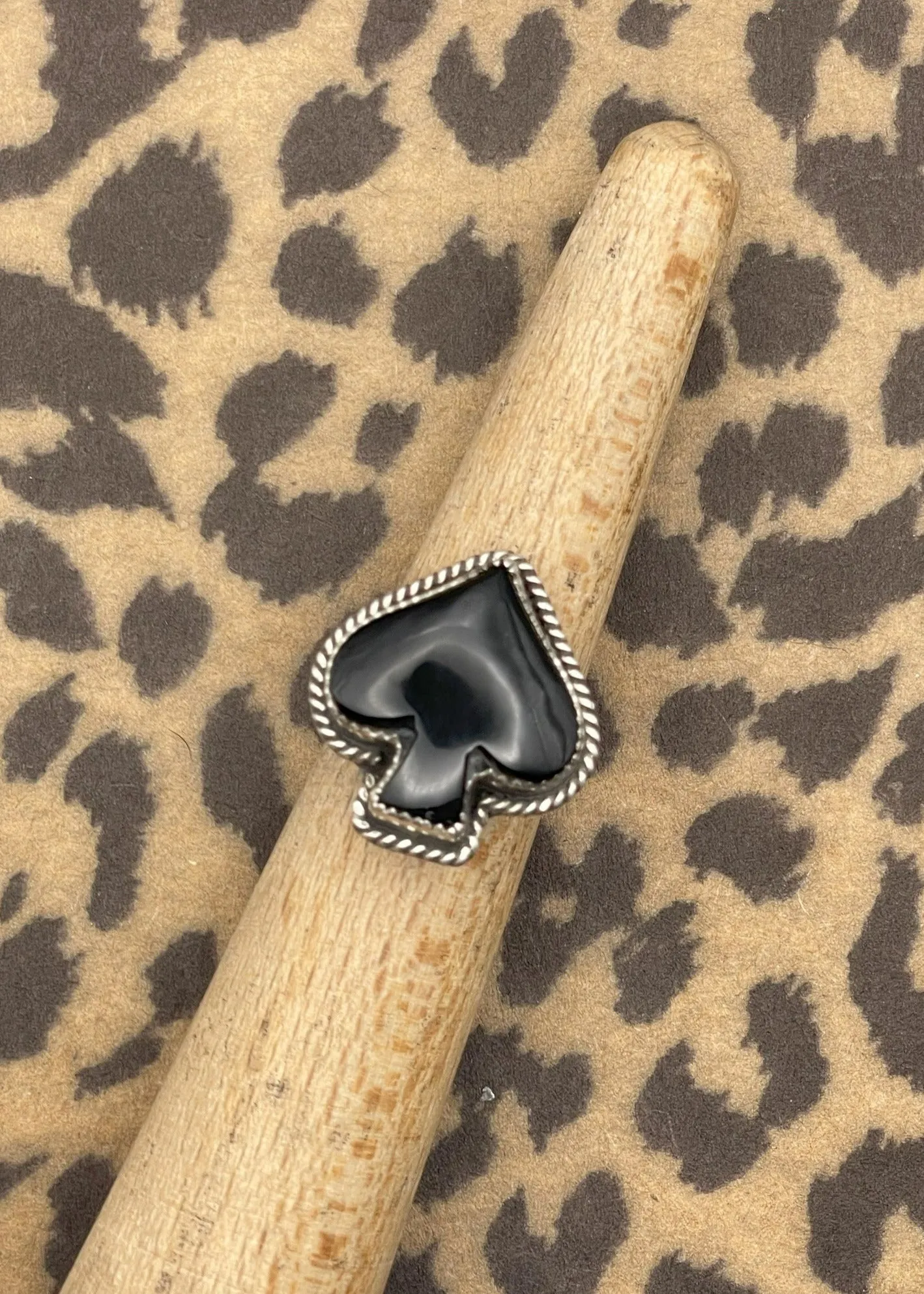 Sterling Silver Ace of Spades Black Onyx Ring sold by Modcloth