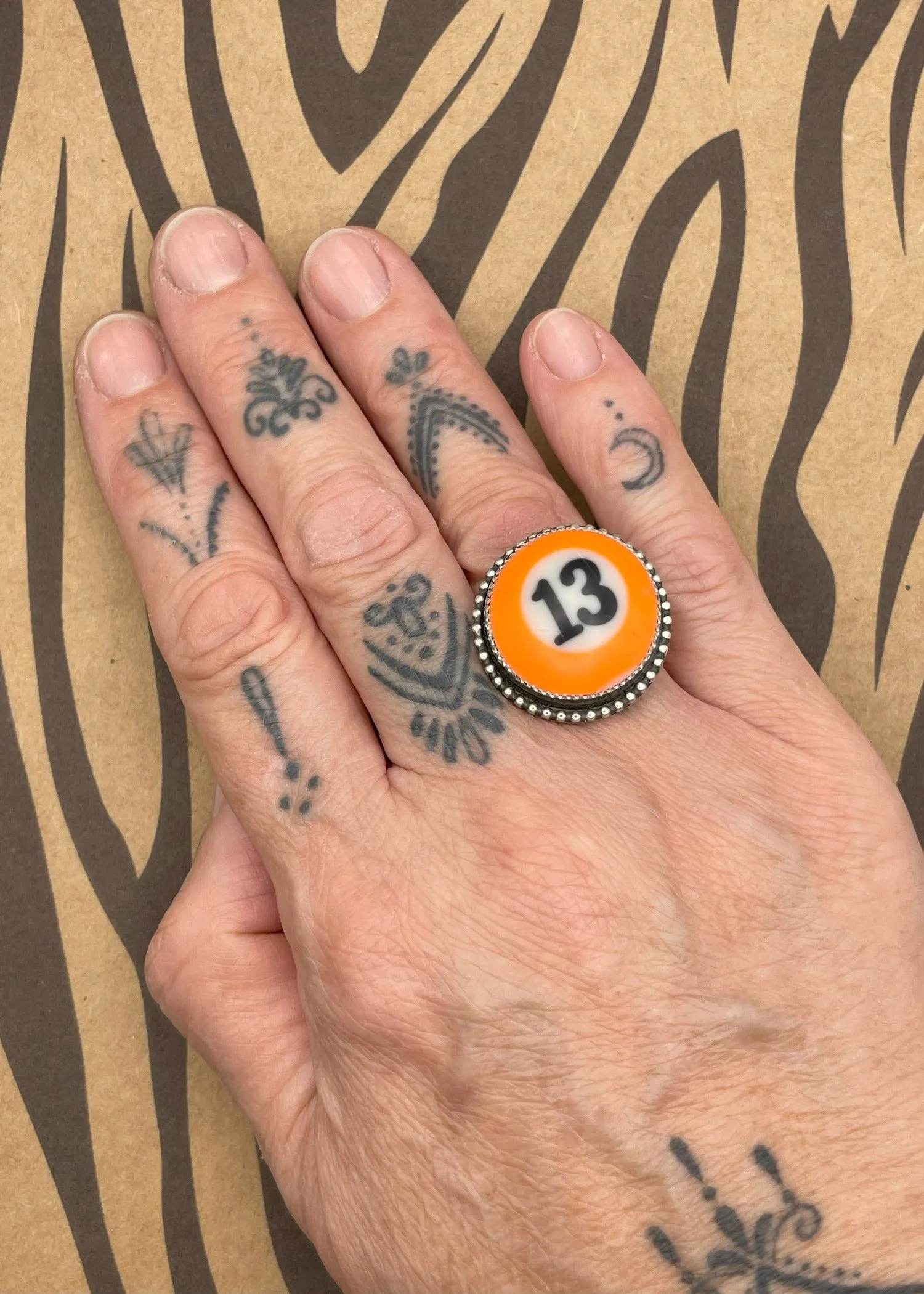 Billiard Ball #13 Sterling Silver Ring Orange sold by Modcloth product image thumbnail 2