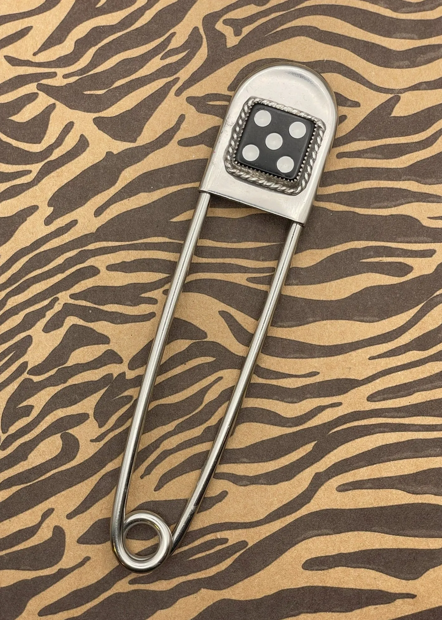 Dice Jumbo Safety Pin Keychain sold by Modcloth