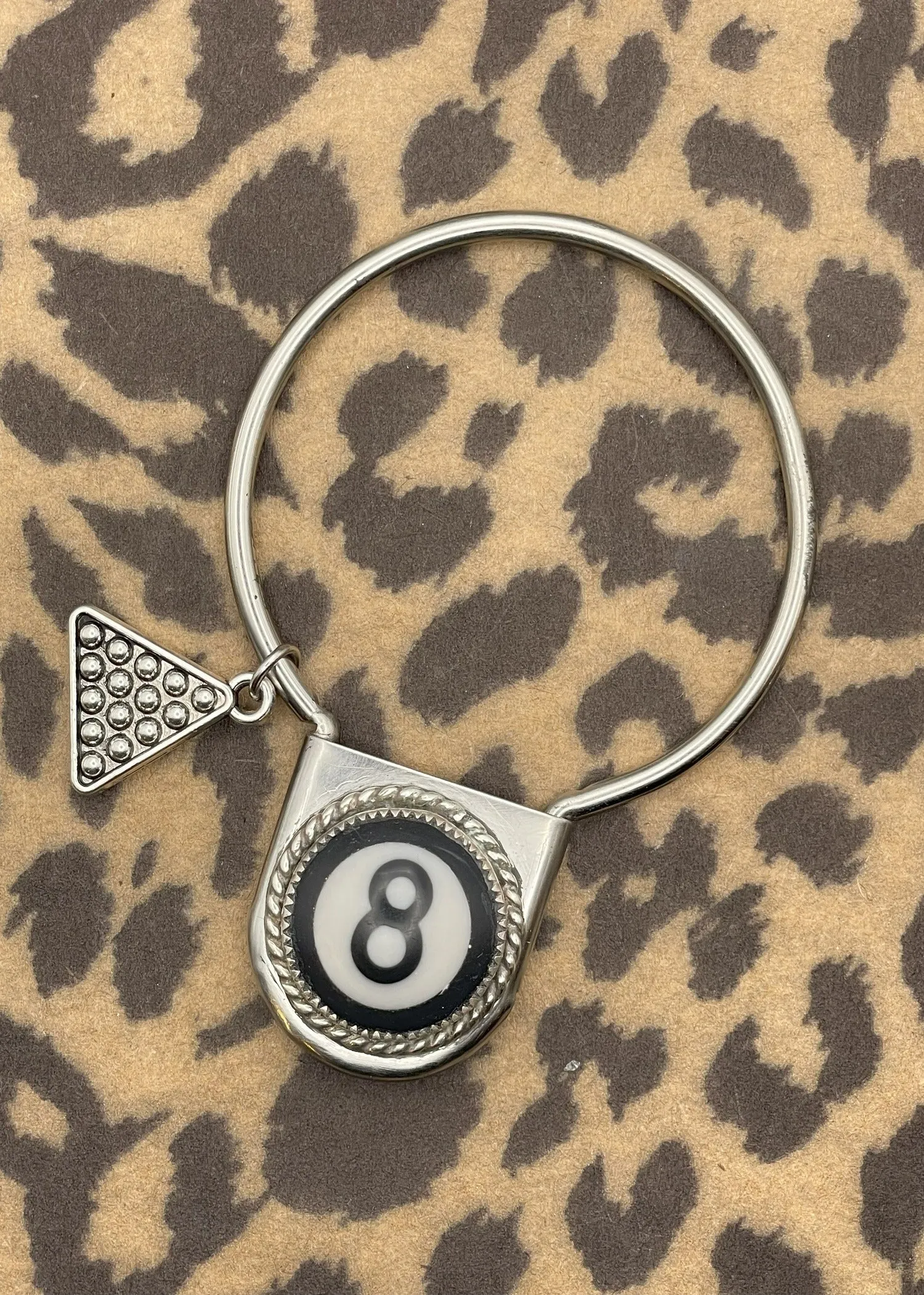 Billiard 8-Ball Round Jumbo Pin Keychain sold by Modcloth