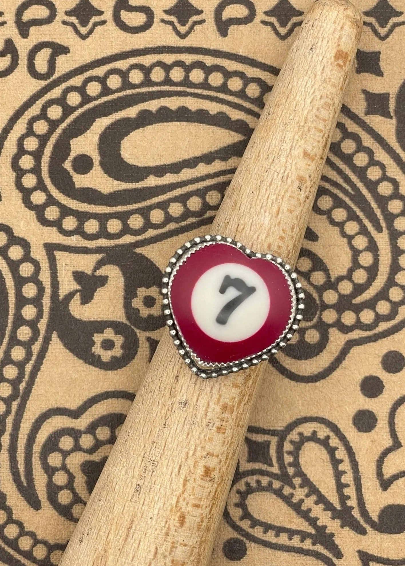 Billiard Ball #7 Sterling Silver Heart Ring sold by Modcloth
