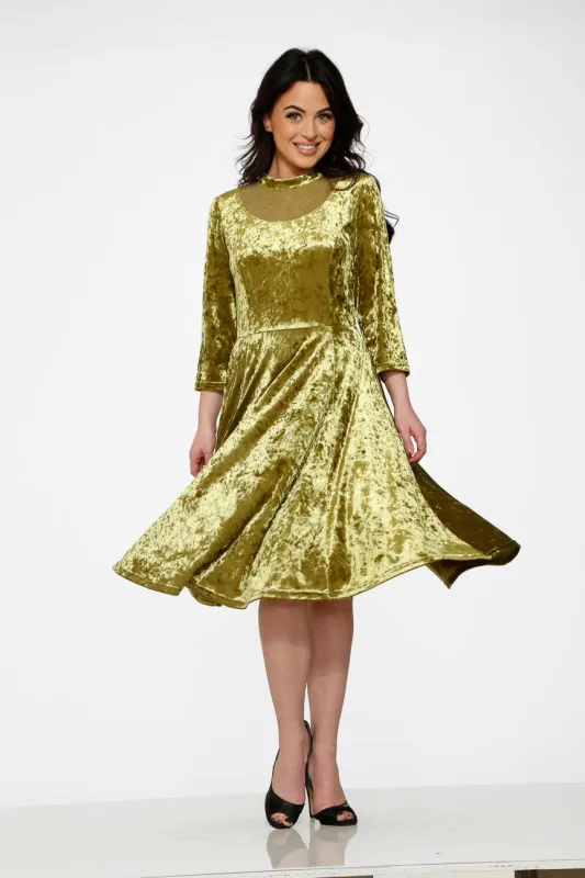 Green Diamond Velvet Swing Dress sold by Modcloth