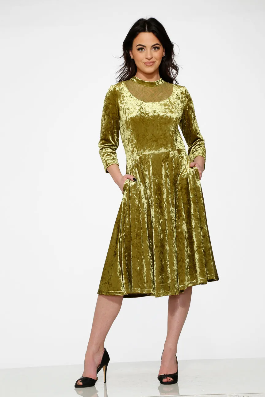 Green Diamond Velvet Swing Dress sold by Modcloth product image thumbnail 3