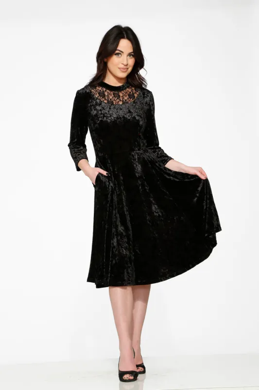 Black Diamond Velvet Swing Dress made by Modcloth