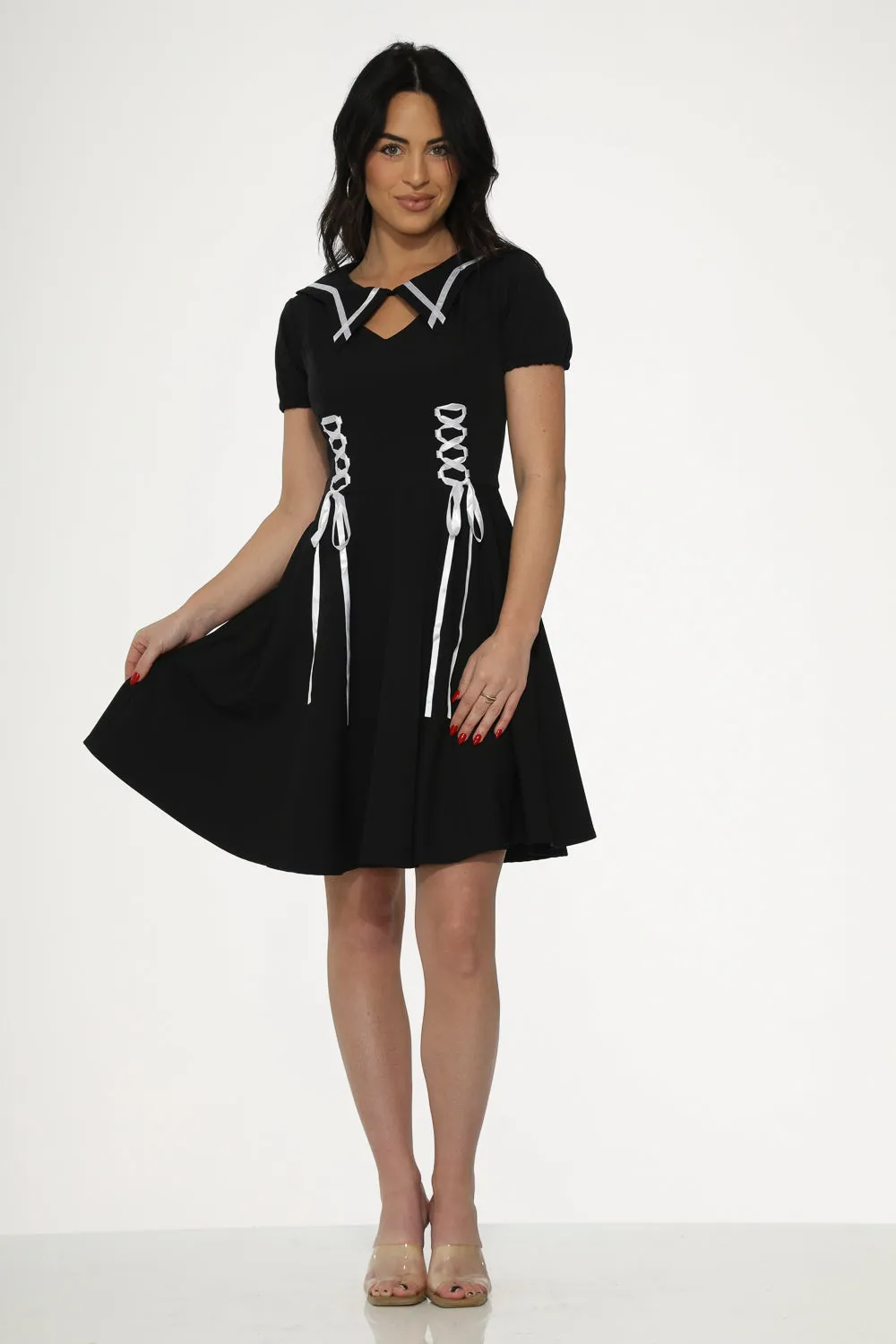 Black & White Trim Gothic Swing Dress sold by Modcloth product image thumbnail 3
