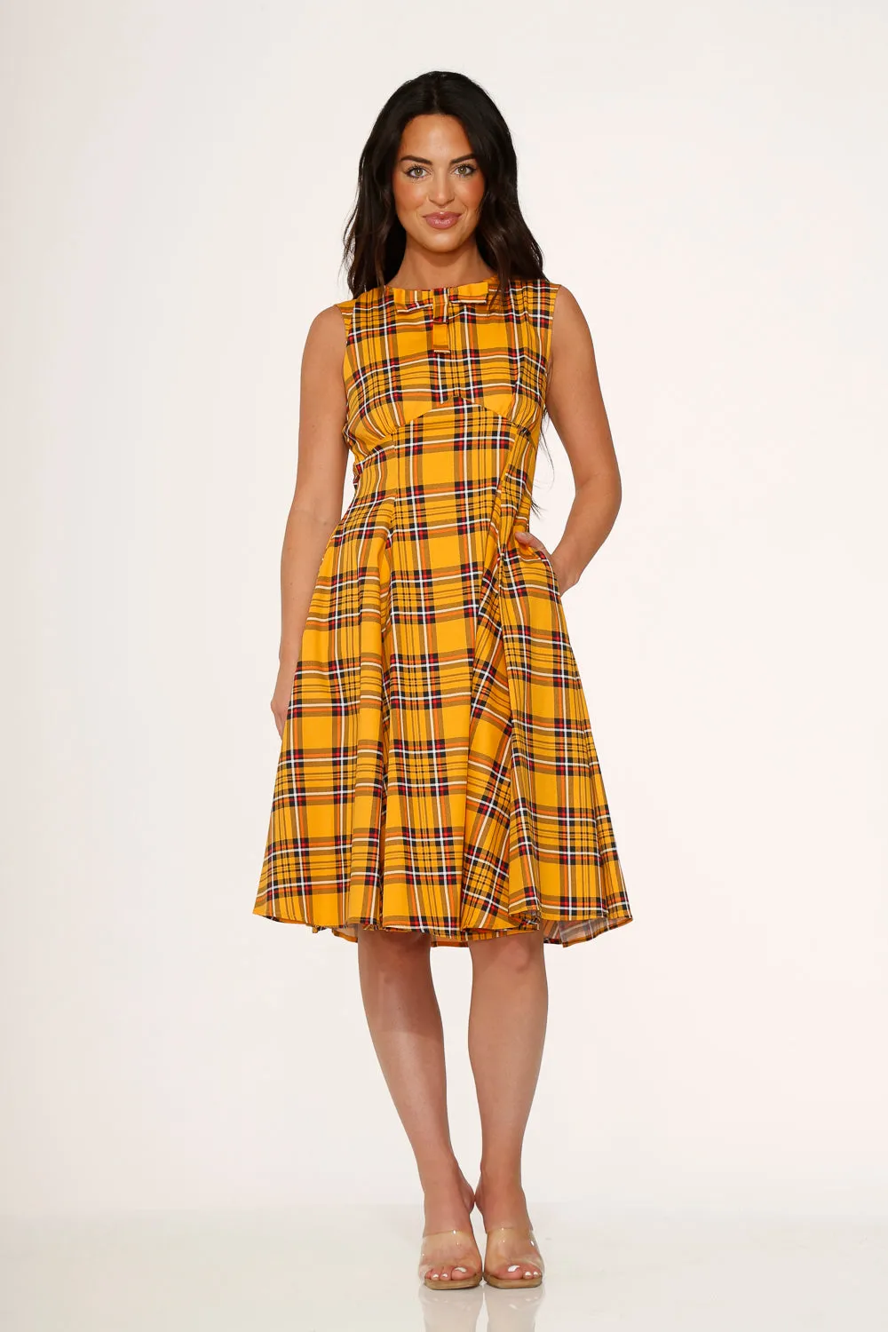 Yellow Plaid Swing Dress sold by Modcloth