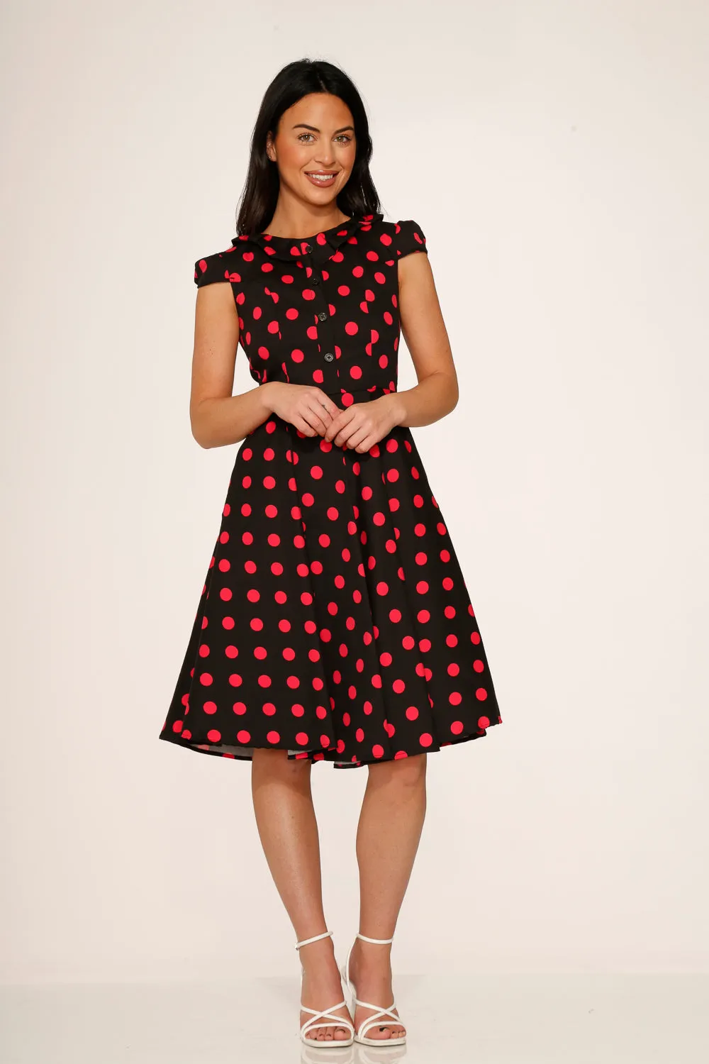 Black & Pink Polka Dot Swing Dress sold by Modcloth product image thumbnail 3