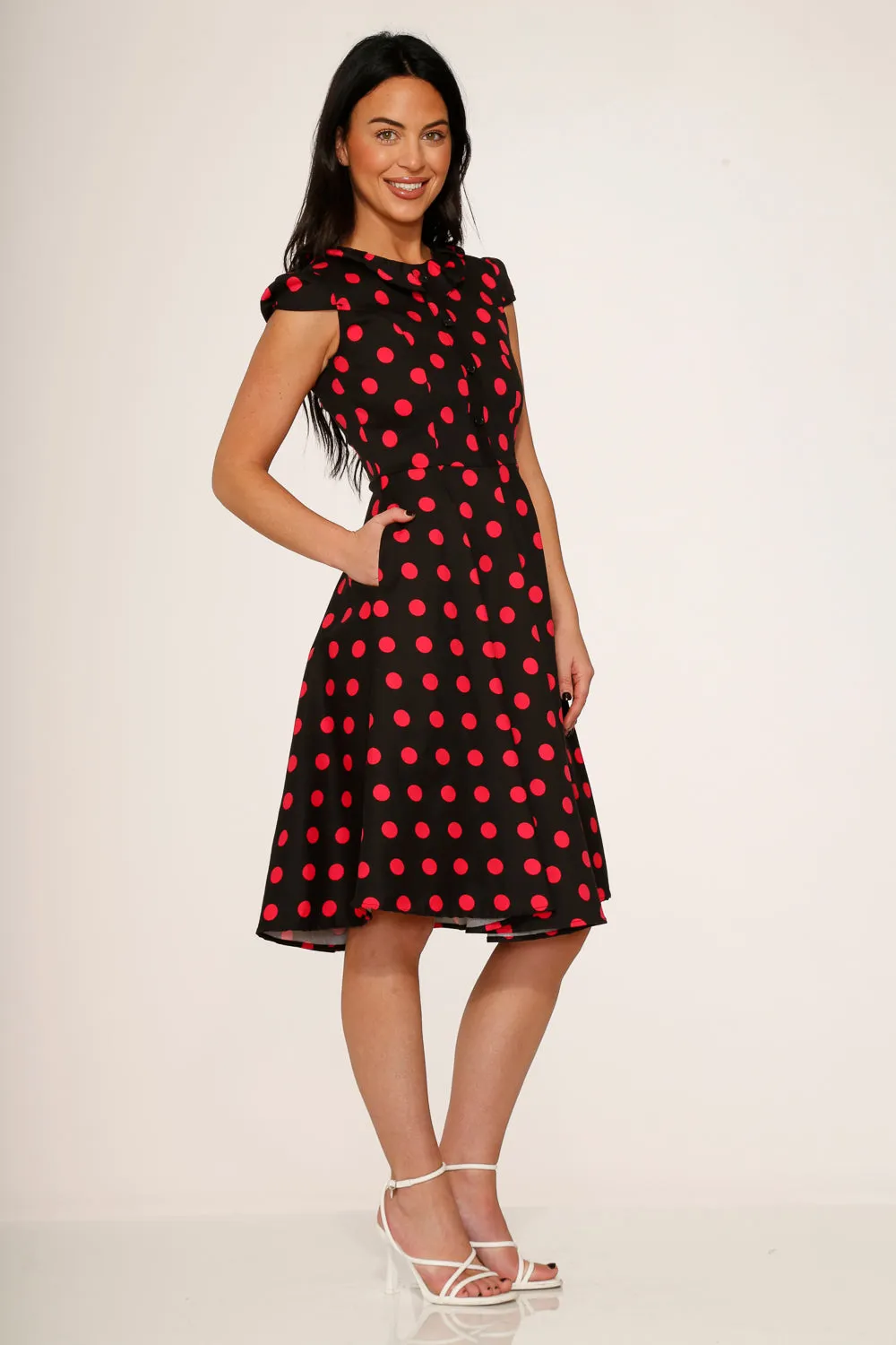 Black & Pink Polka Dot Swing Dress sold by Modcloth product image thumbnail 4