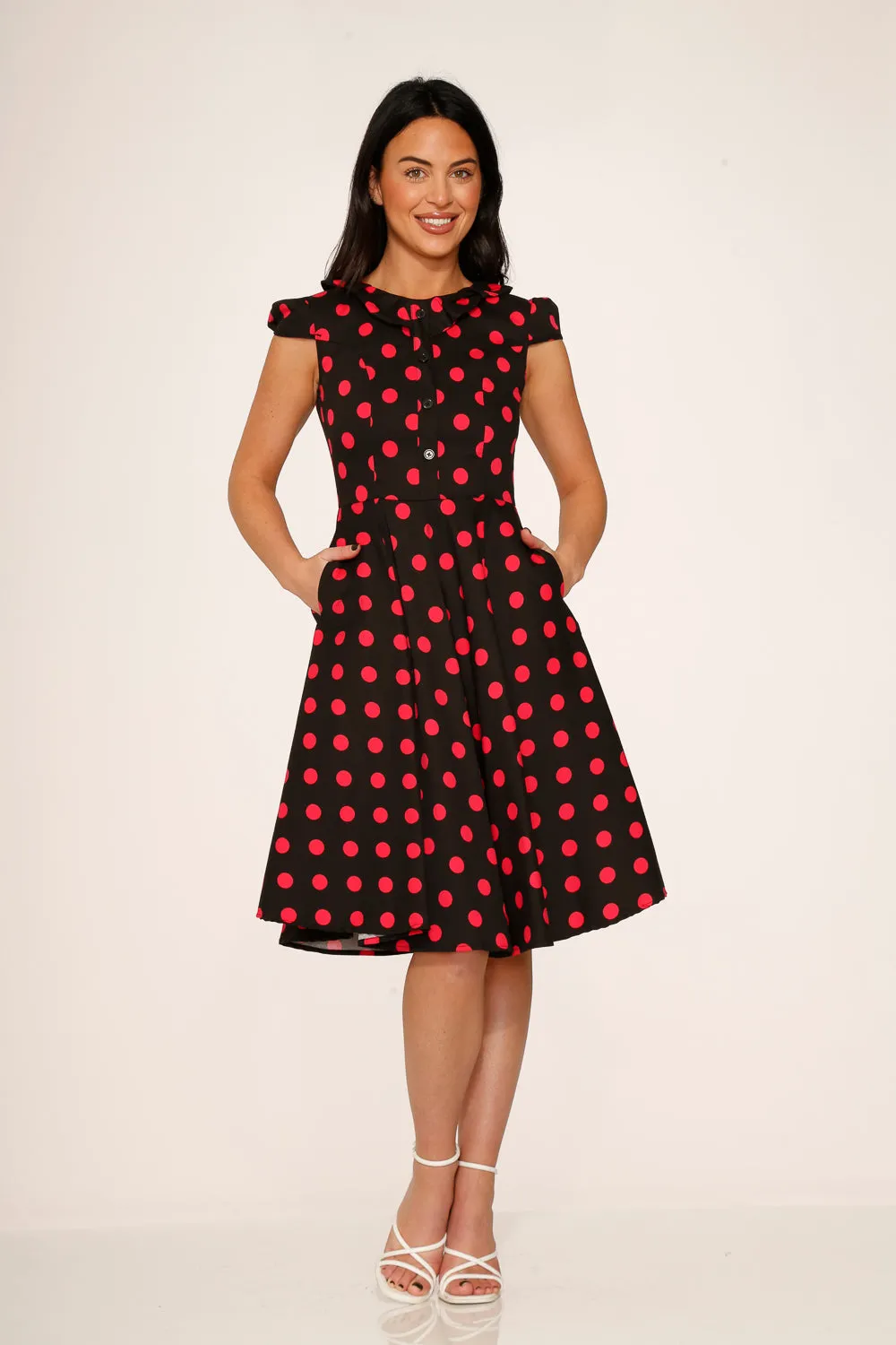 Black & Pink Polka Dot Swing Dress sold by Modcloth product image thumbnail 2